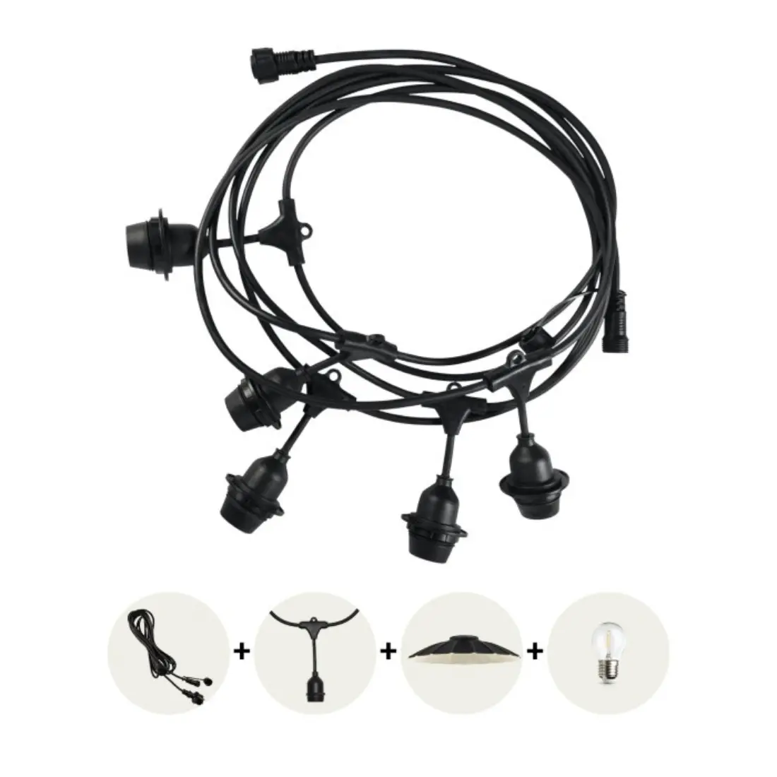 Lyskæde til CRETE - 5xE27 - 5m - IP44 - 230V - Max. 500W